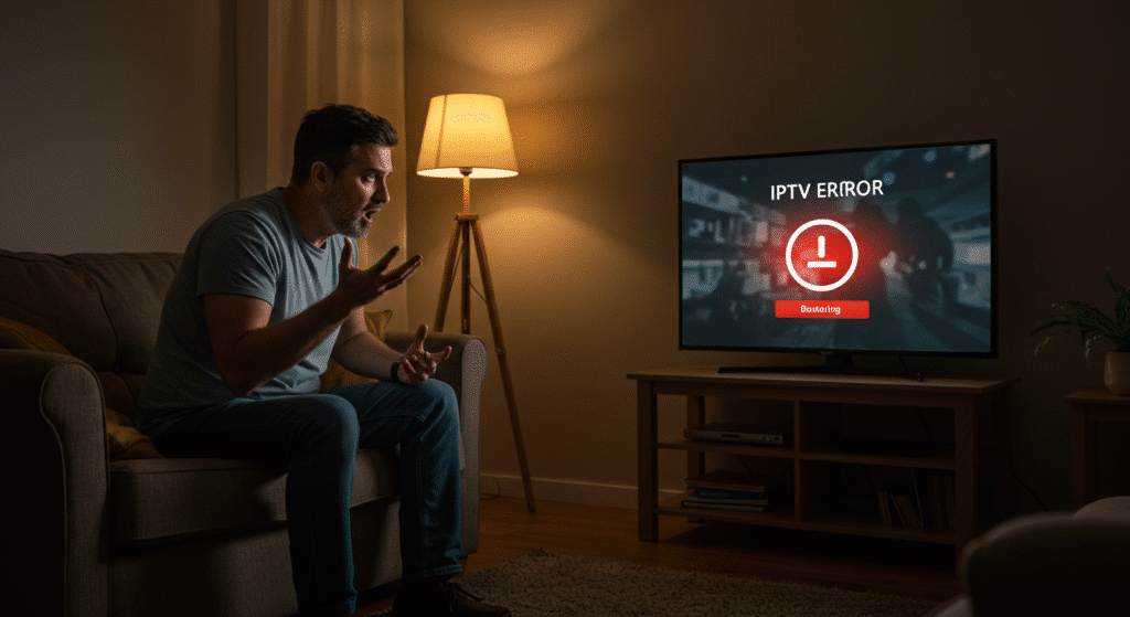 error al cargar lista de canales IPTV con mensaje de buffering en pantalla