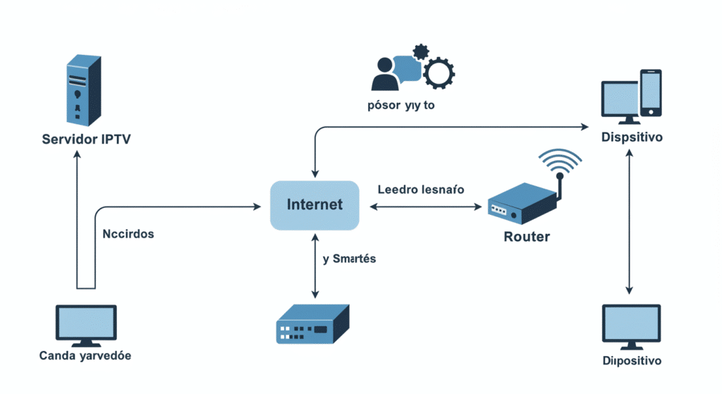 Diagrama explicativo del flujo de señal para entender qué es IPTV