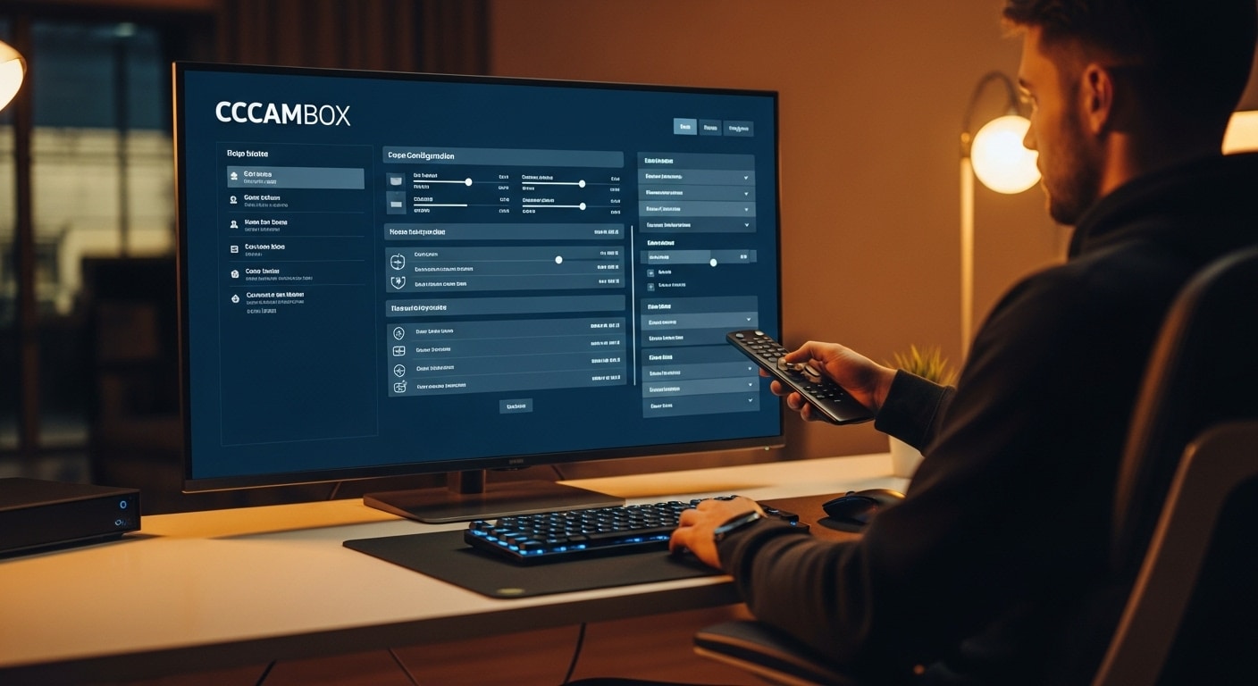guía completa de configuración de cccambox en televisor moderno con interfaz de servidor